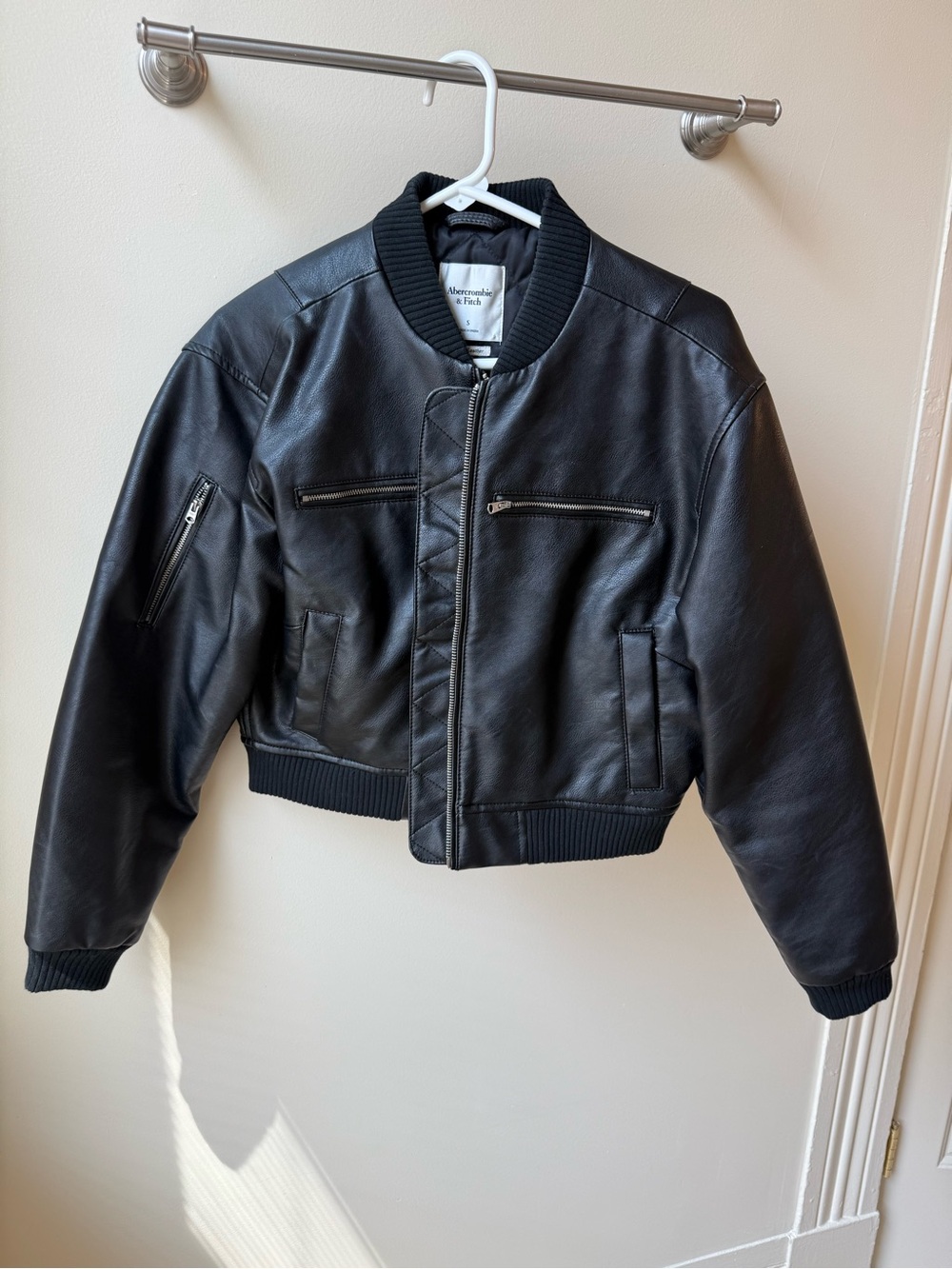 Abercrombie & Fitch Black Vegan Leather Bomber